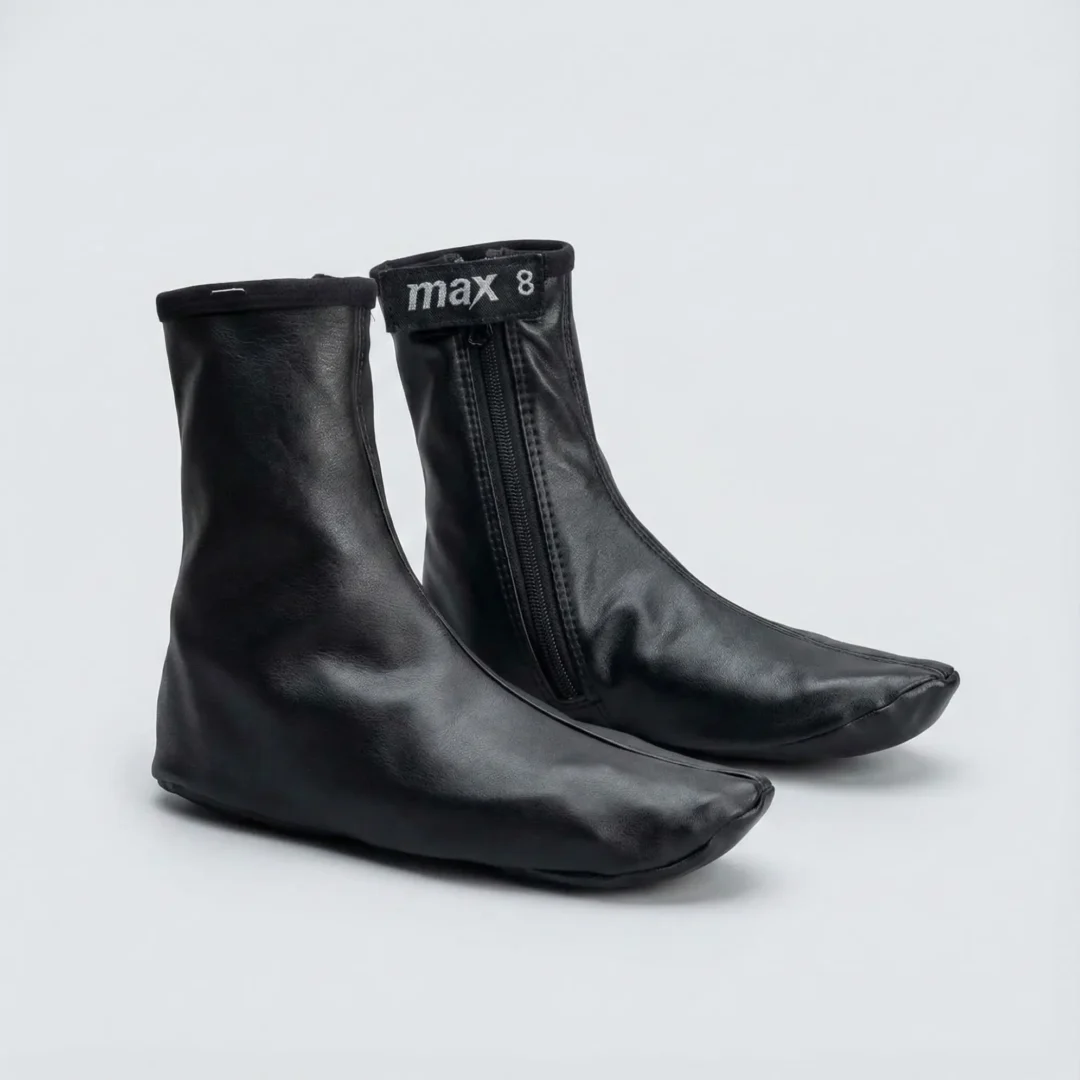 Sleek Slim-Fit Synthetic Leather Winter Zipper Socks
